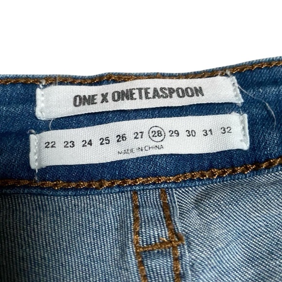 One Teaspoon Lola Freebirds II Embroidered Raw Hem Skinny Jeans 28 - Picture 15 of 15